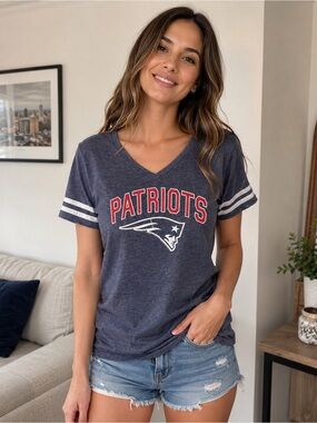 Team Apparel Patriots Navy V-Neck Tee